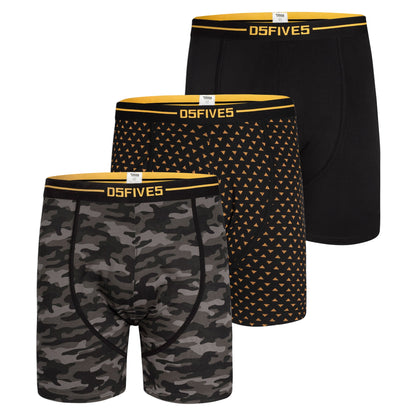 Black - Front - Duke Mens D555 Sylvester Printed Stretch Kingsize Boxer Shorts (Pack of 3)