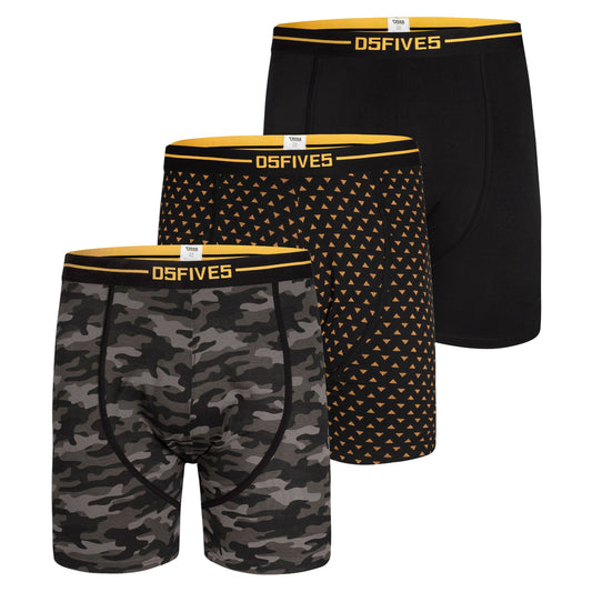 Black - Front - Duke Mens D555 Sylvester Printed Stretch Kingsize Boxer Shorts (Pack of 3)