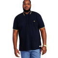 Dark Navy - Back - D555 Mens Hamford 1 Tipped Pique Ribbed Collar Kingsize Polo Shirt