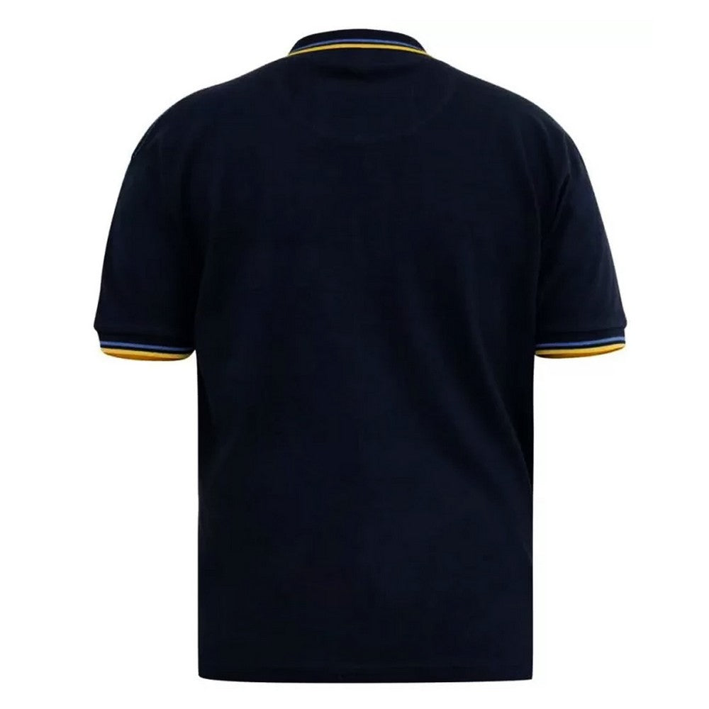 Dark Navy - Back - Duke Mens D555 Hamford 1 Tipped Pique Ribbed Collar Kingsize Polo Shirt