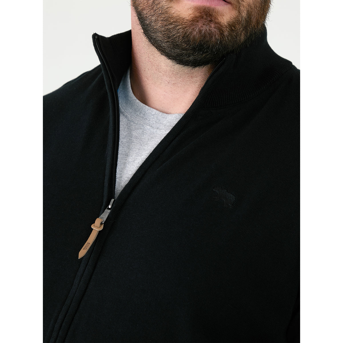 Black - Pack Shot - Duke Mens D555 Franco 1 Knitted Full Zip Kingsize Sweatshirt