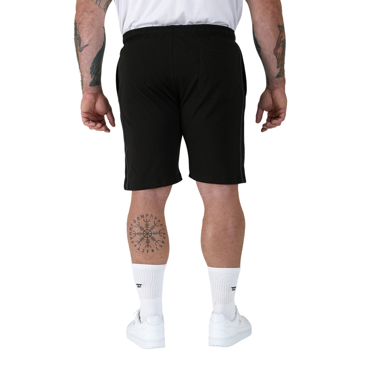 Black-Charcoal - Close up - Duke Mens D555 Ryan Elasticated Waist Kingsize Jersey Shorts (Pack of 2)