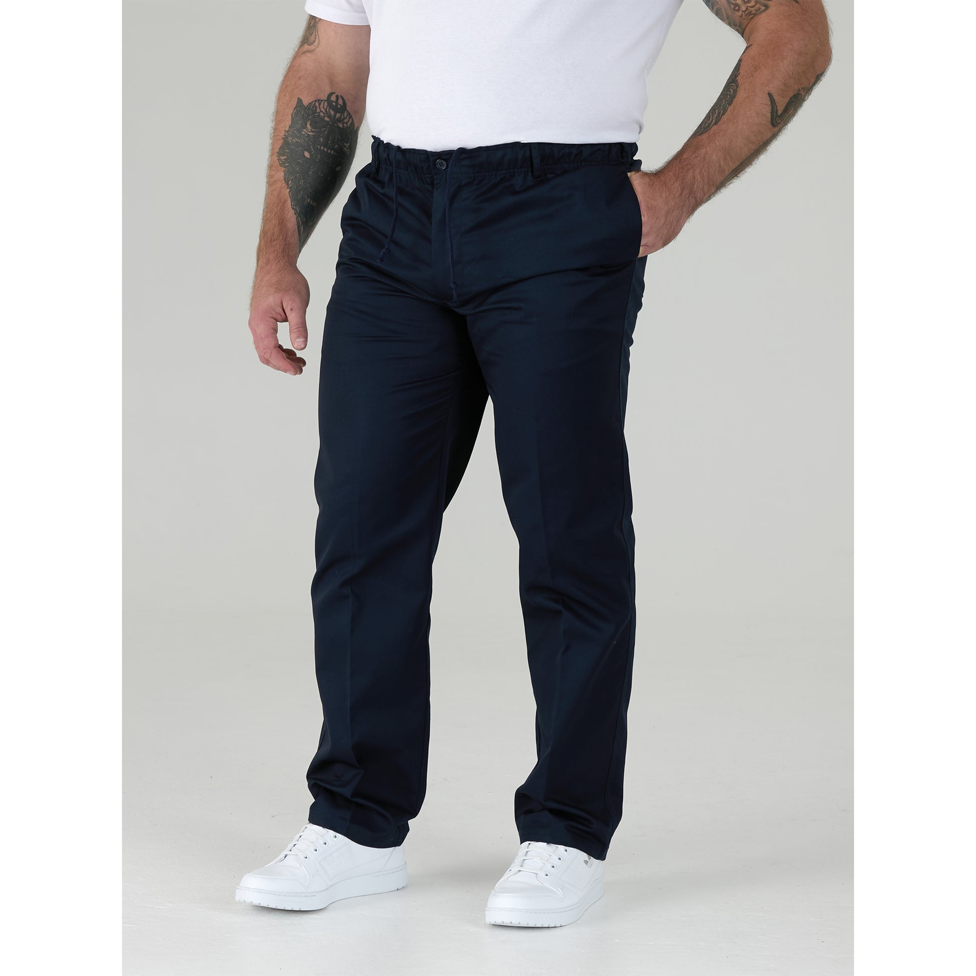 Navy - Lifestyle - Duke Mens D555 Basilio Elasticated Waist Trousers