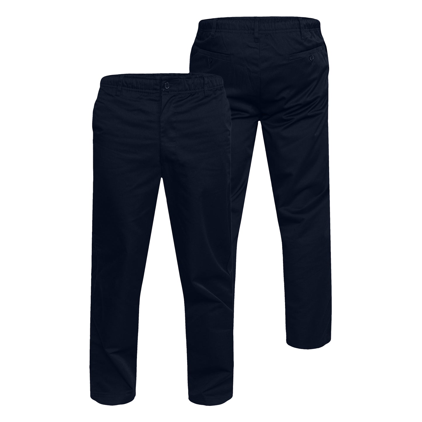 Navy - Side - Duke Mens D555 Basilio Elasticated Waist Trousers