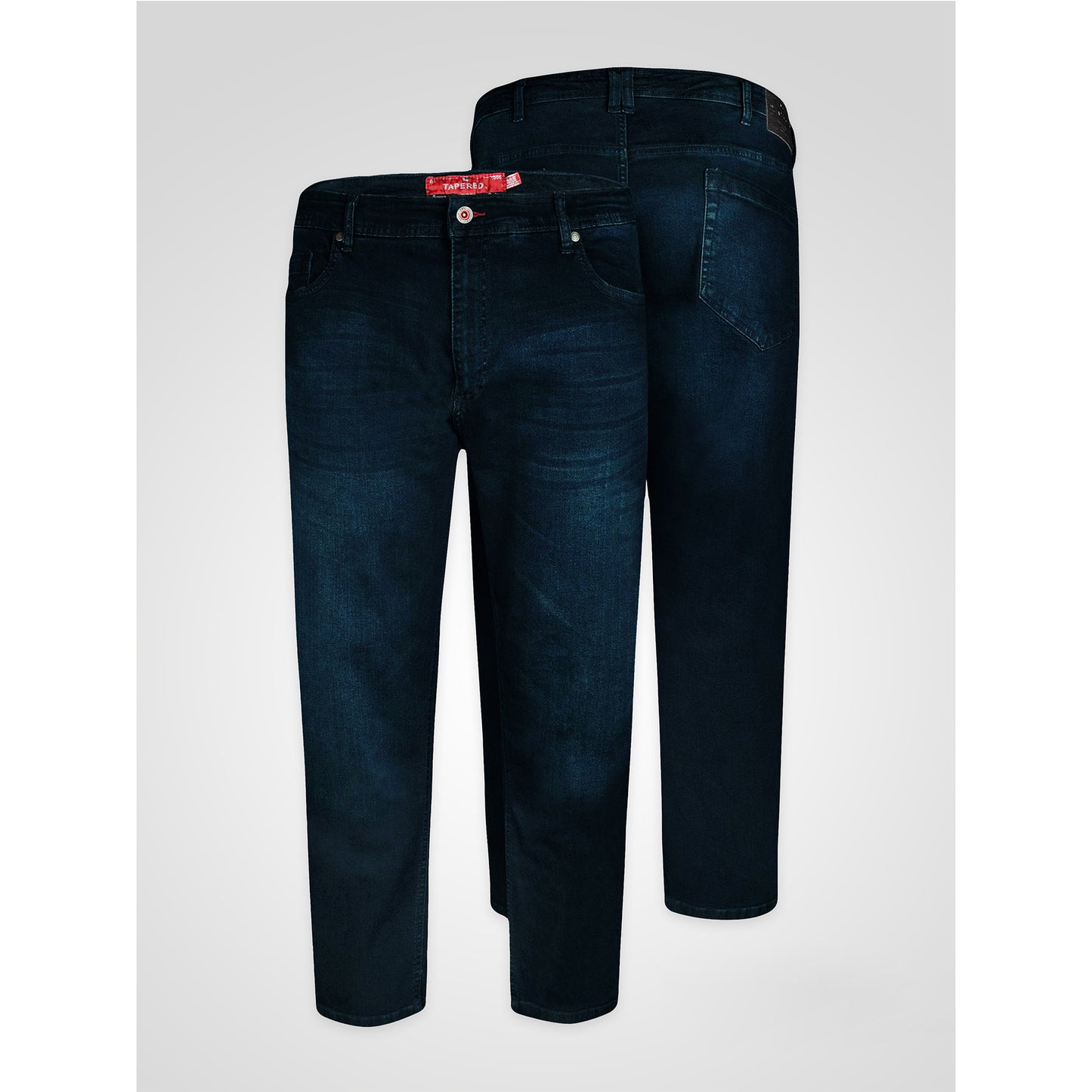Blue Black - Pack Shot - Duke Mens D555 Daniel Tapered Leg Kingsize Jeans