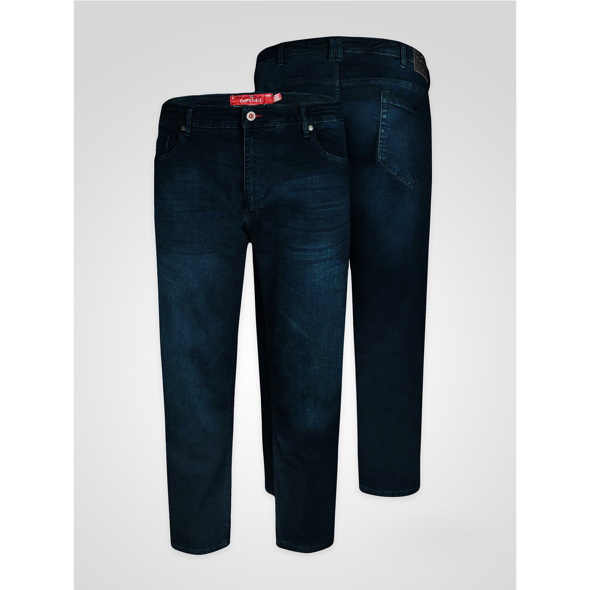 Blue Black - Pack Shot - Duke Mens D555 Daniel Tapered Leg Kingsize Jeans