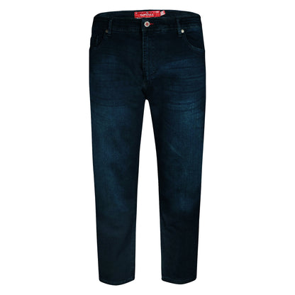 Blue Black - Front - Duke Mens D555 Daniel Tapered Leg Kingsize Jeans