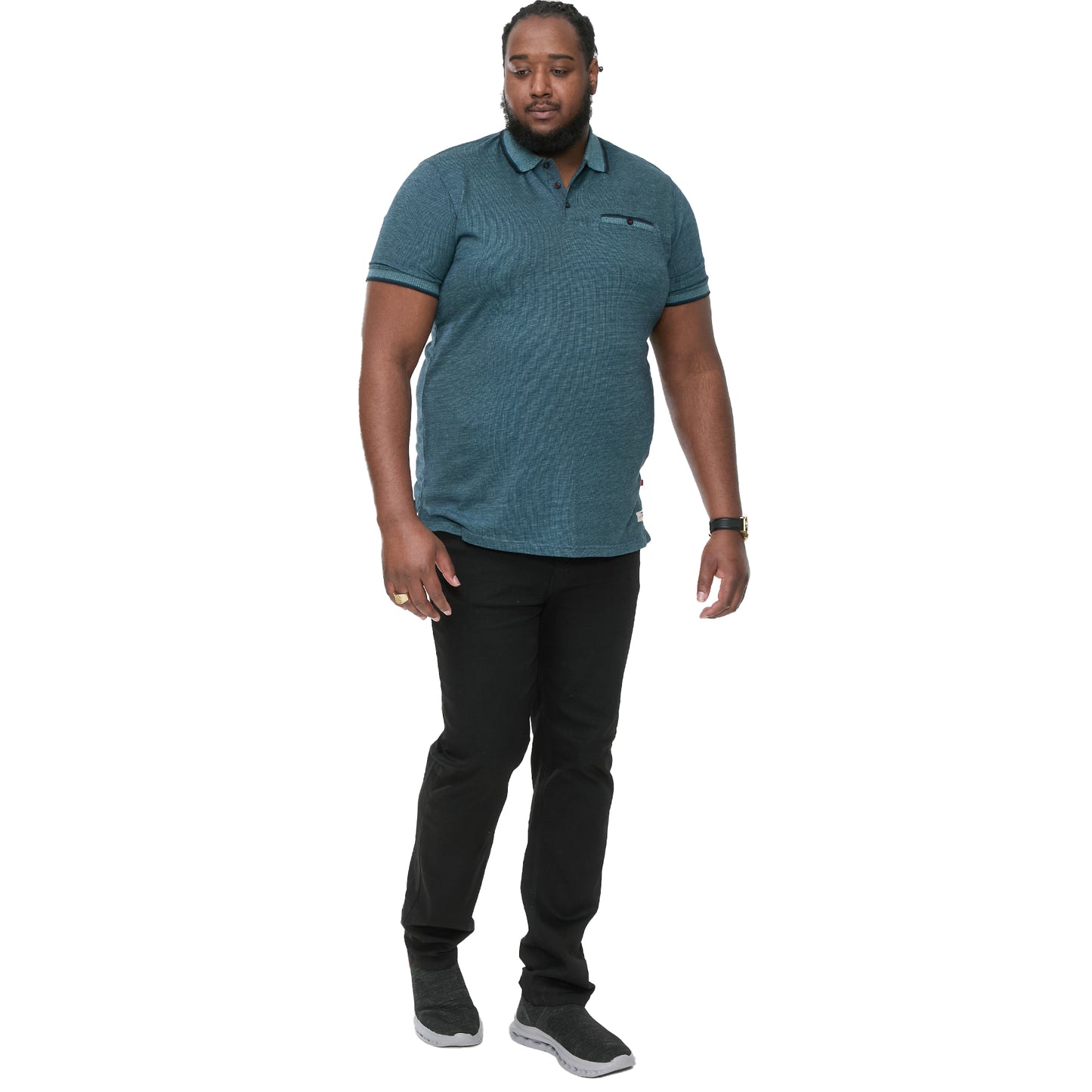Teal - Side - Duke Mens D555 Troy 2 Textured Polo Shirt