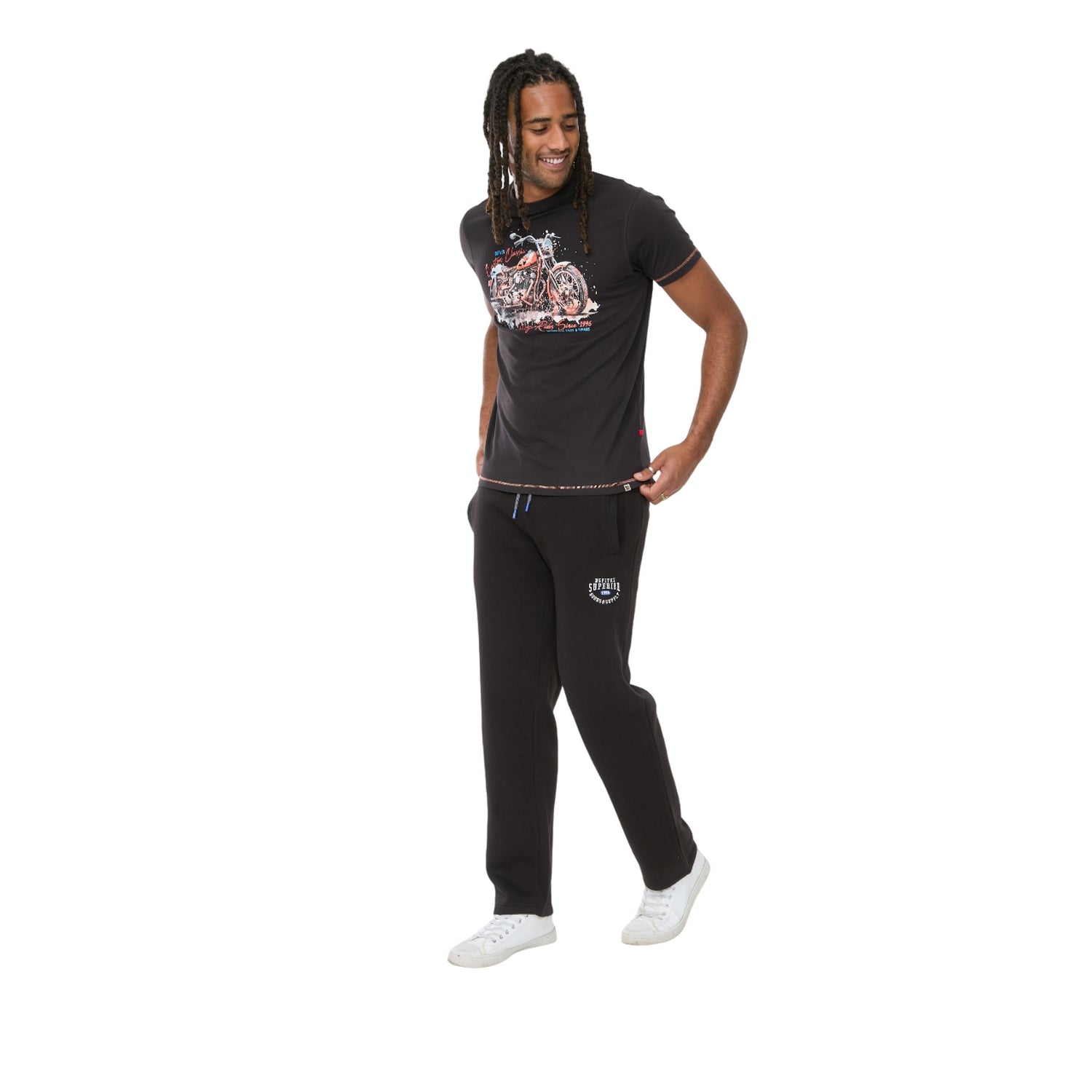 Washed Black - Lifestyle - Duke Mens D555 Lorne Motorbike Crew Neck Kingsize T-Shirt