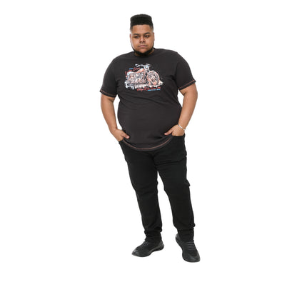 Washed Black - Pack Shot - Duke Mens D555 Lorne Motorbike Crew Neck Kingsize T-Shirt