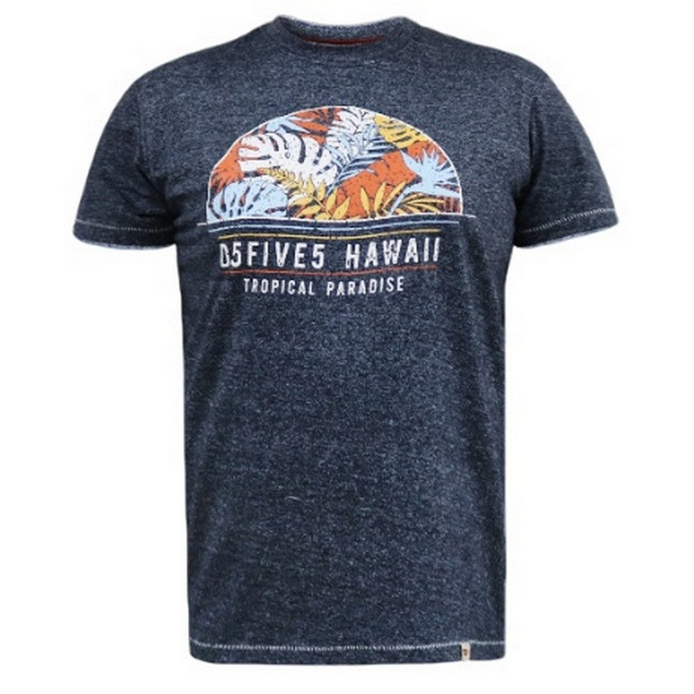 Navy Twist - Front - Duke Mens D555 Upton Hawaii Leaf Print Kingsize T-Shirt