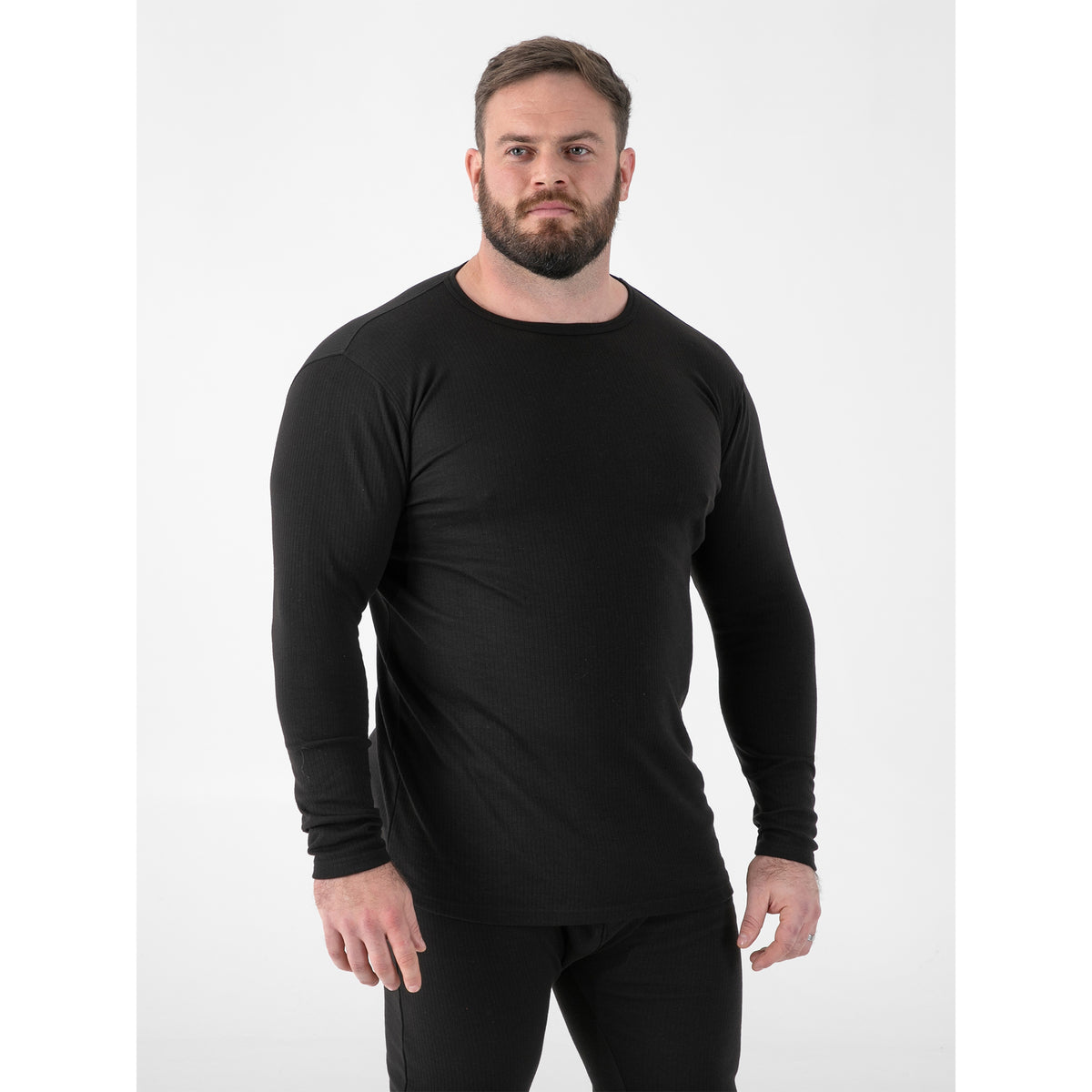 Black - Pack Shot - Duke Mens D555 Exeter Thermal Kingsize Long-Sleeved T-Shirt