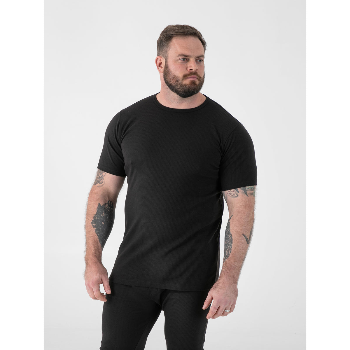 Black - Lifestyle - Duke Mens D555 Motherwell Thermal Kingsize Short-Sleeved T-Shirt