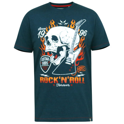Navy - Front - Duke Mens Neal D555 Skull Crew Neck Kingsize T-Shirt