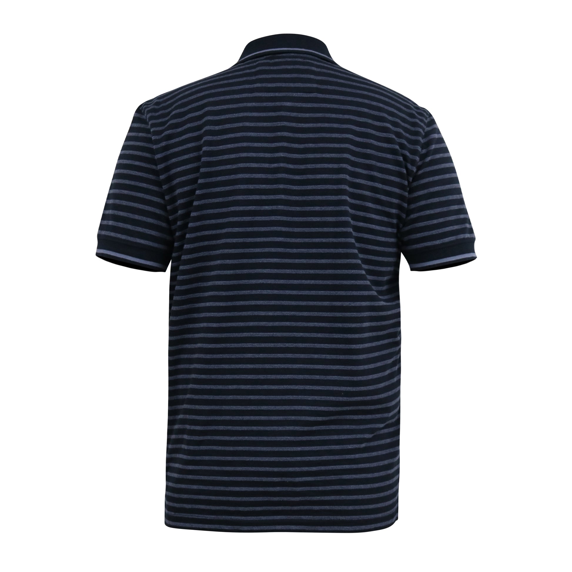 Navy-Teal - Back - Duke Mens D555 Rosemary Stripe Jersey Woven Kingsize Polo Shirt