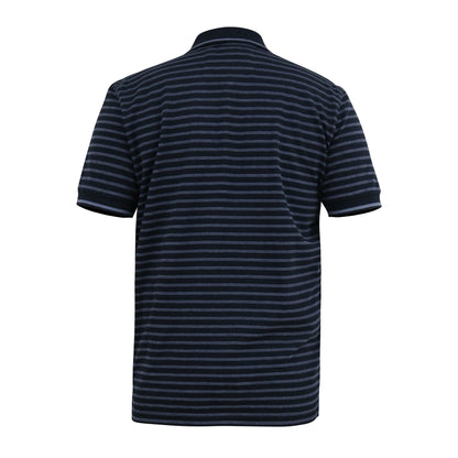 Navy-Teal - Back - Duke Mens D555 Rosemary Stripe Jersey Woven Kingsize Polo Shirt