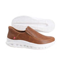 Dark Tan - Side - Duke Mens D555 Carlisle 1 Slip-on Wide Shoes