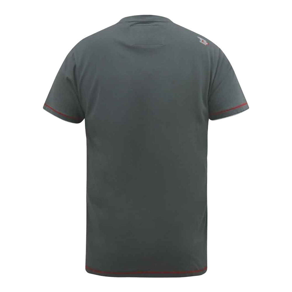 Khaki - Back - Duke Mens D555 Cobbler Nyc Printed Birdseye Kingsize T-Shirt