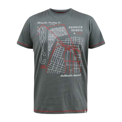 Khaki - Front - Duke Mens D555 Cobbler Nyc Printed Birdseye Kingsize T-Shirt