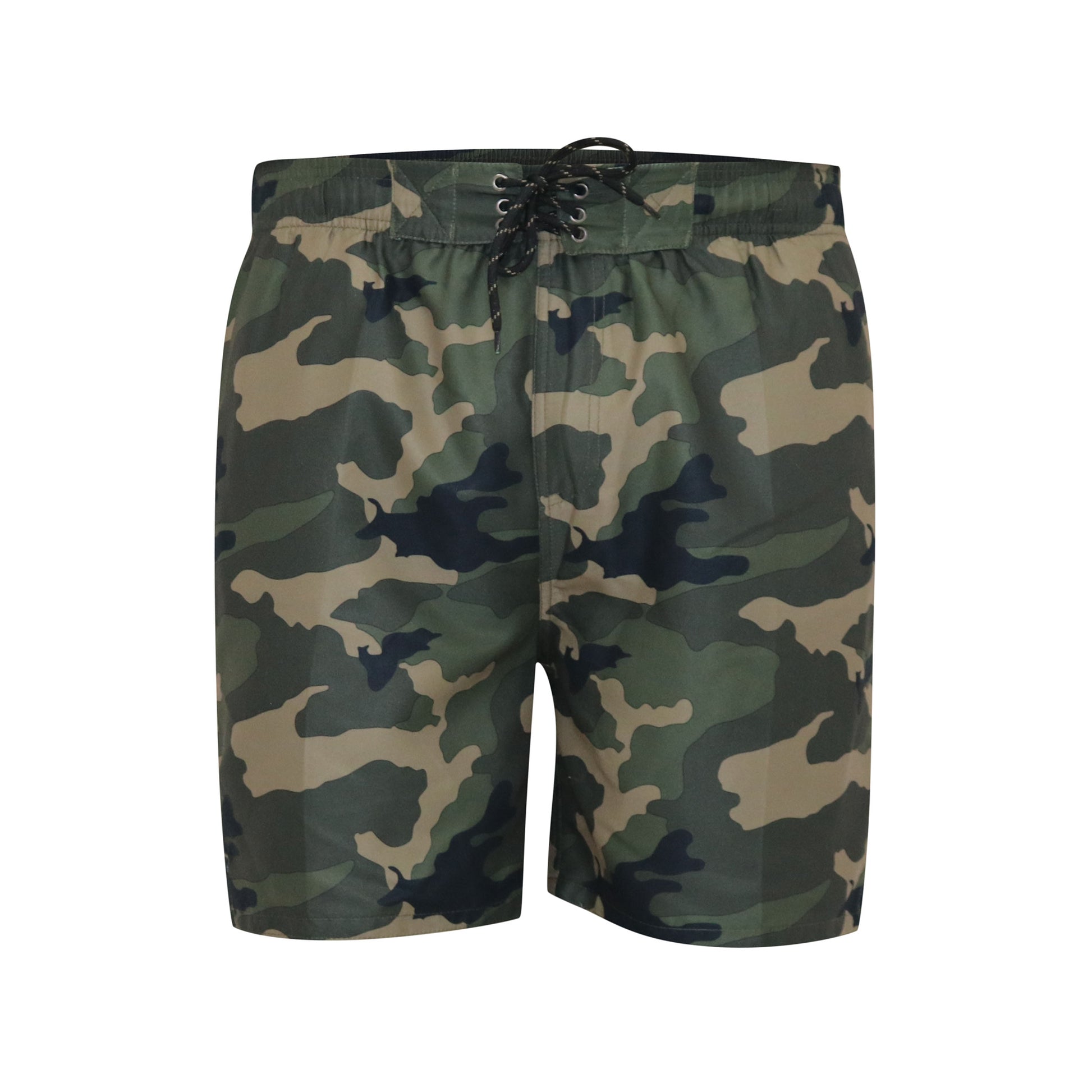 Camo Green - Front - D555 Mens Kody Aop Camouflage Swim Shorts