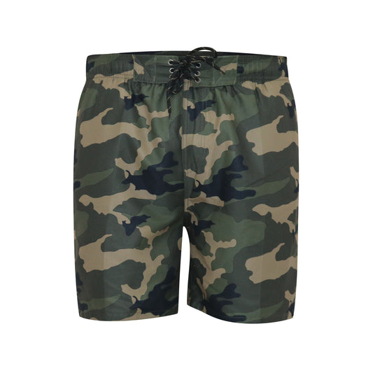 Camo Green - Front - D555 Mens Kody Aop Camouflage Swim Shorts
