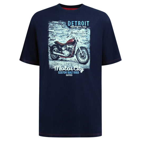 Navy - Front - Duke Mens D555 Knowle Detroit Bike T-Shirt
