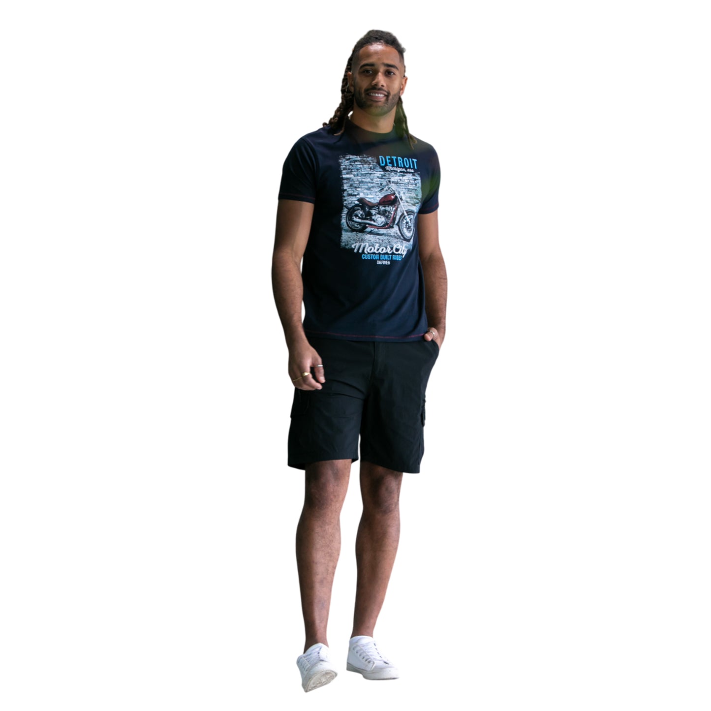 Navy - Back - Duke Mens D555 Knowle Detroit Bike T-Shirt