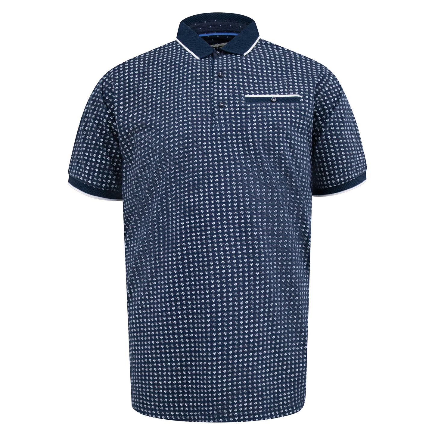 Navy - Front - Duke Mens D555 Coventry All-Over Print Kingsize Polo Shirt