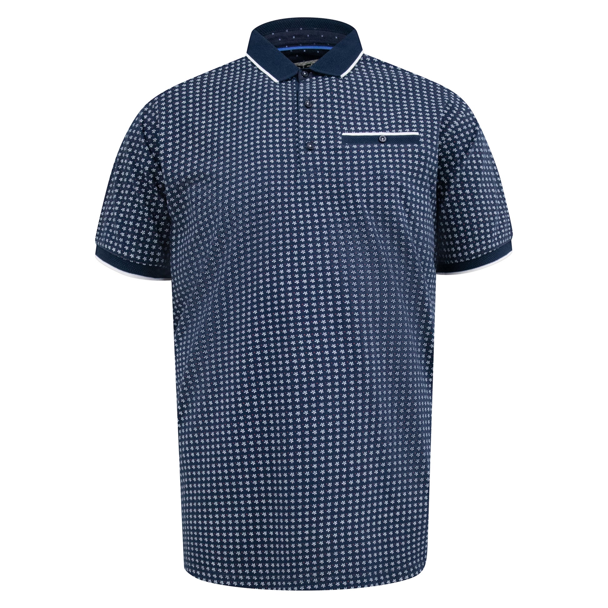 Navy - Front - Duke Mens D555 Coventry All-Over Print Kingsize Polo Shirt