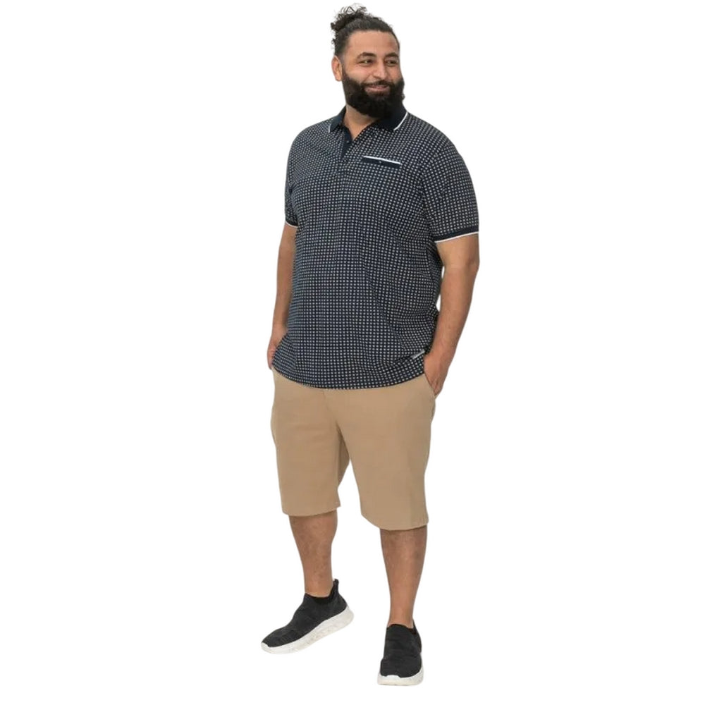 Navy - Side - Duke Mens D555 Coventry All-Over Print Kingsize Polo Shirt