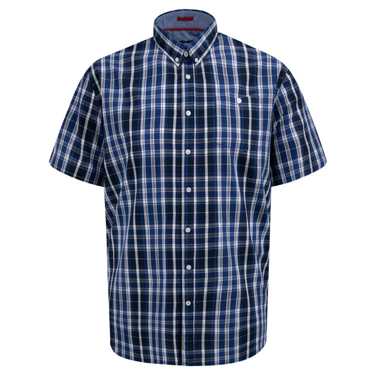 Navy - Front - Duke Mens D555 Walsall Checked Kingsize Short-Sleeved Shirt