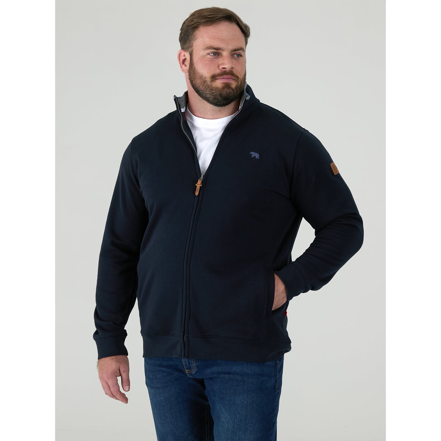Navy - Lifestyle - Duke Mens D555 Johnson Embroidered Logo Kingsize Fleece Jacket