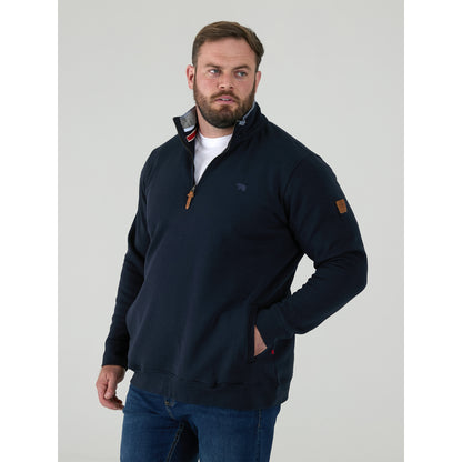 Navy - Side - Duke Mens D555 Russel Embroidered Logo Fleece Kingsize Sweatshirt