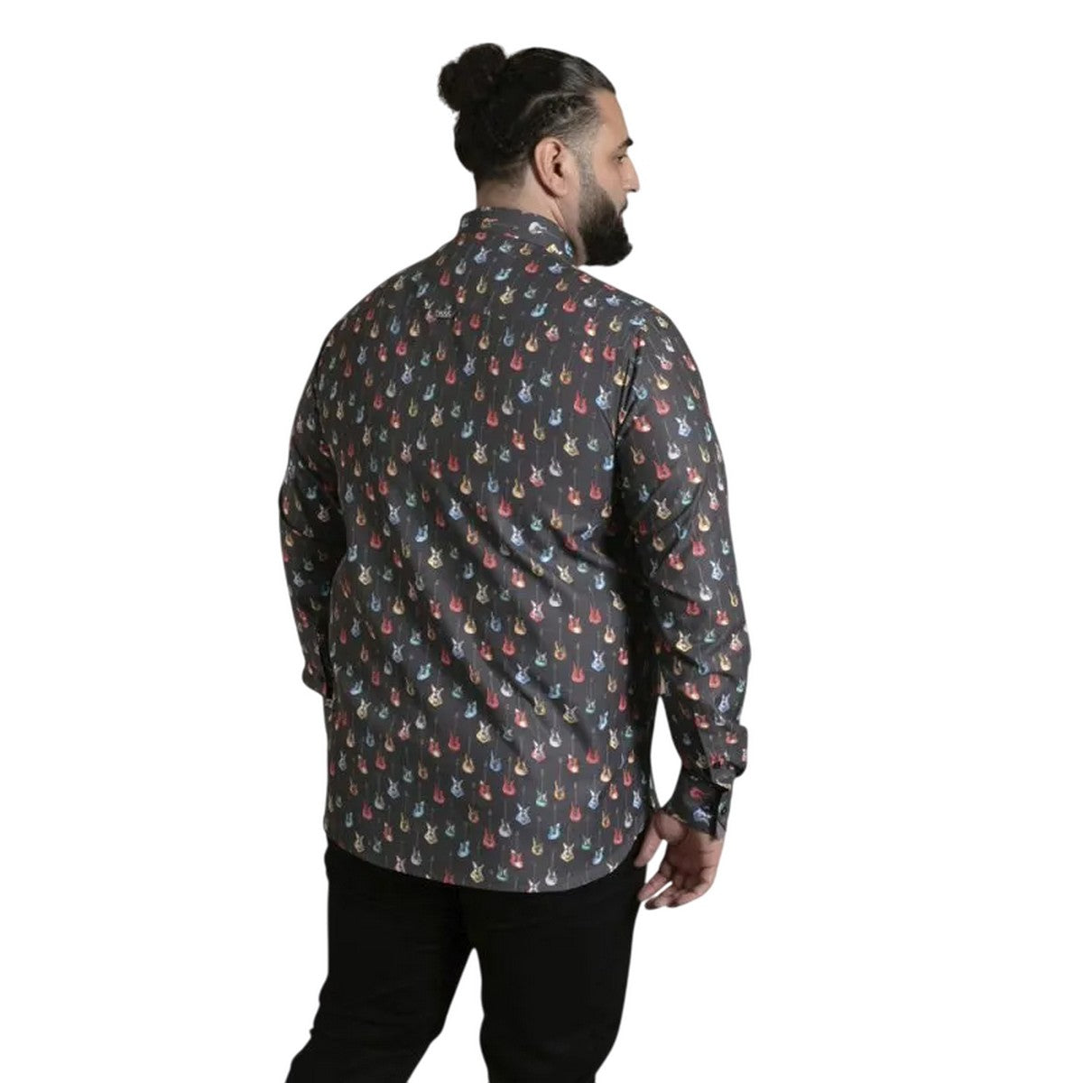Grey - Back - Duke Mens D555 Wakefield Guitar Kingsize Shirt