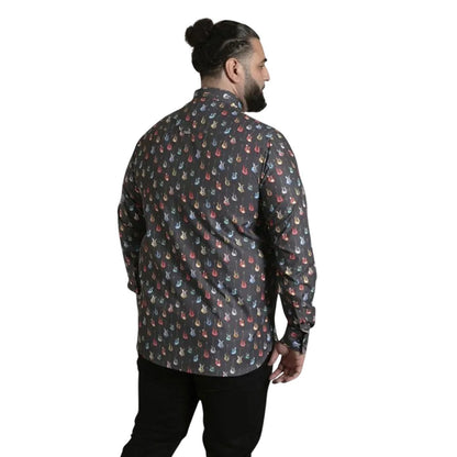 Grey - Back - Duke Mens D555 Wakefield Guitar Kingsize Shirt