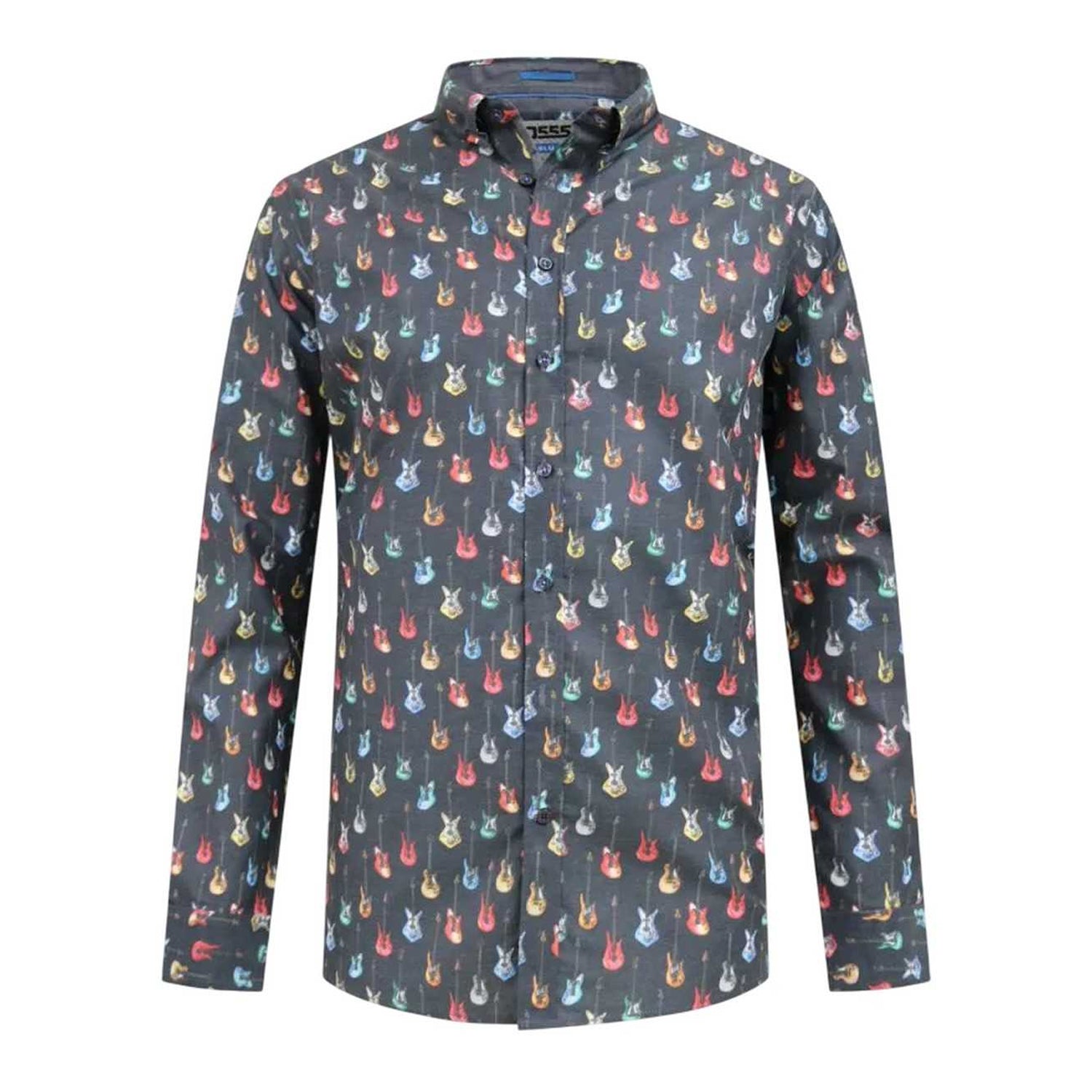 Grey - Front - Duke Mens D555 Wakefield Guitar Kingsize Shirt