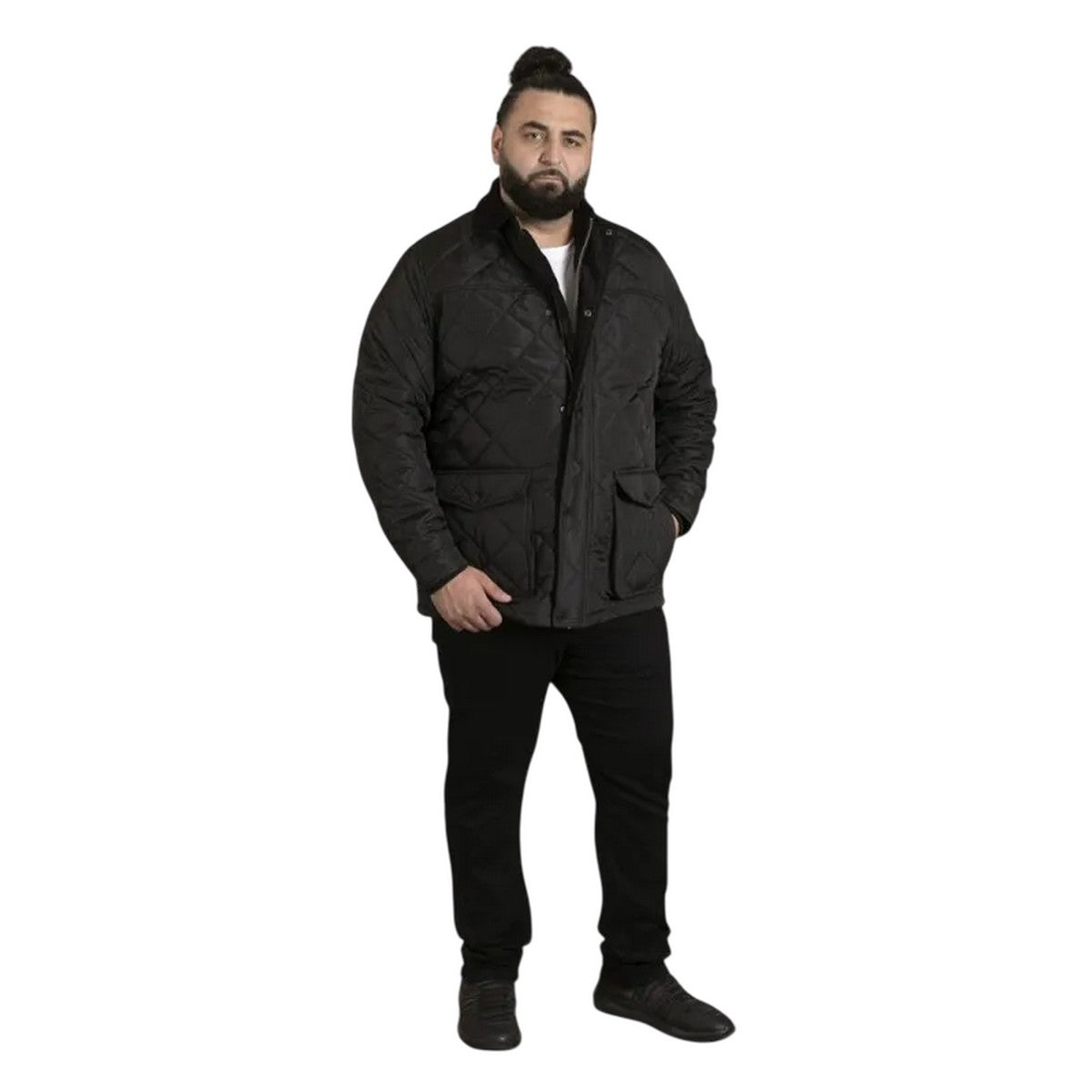 Black - Pack Shot - Duke Mens D555 Harborough Quilted Kingsize Jacket