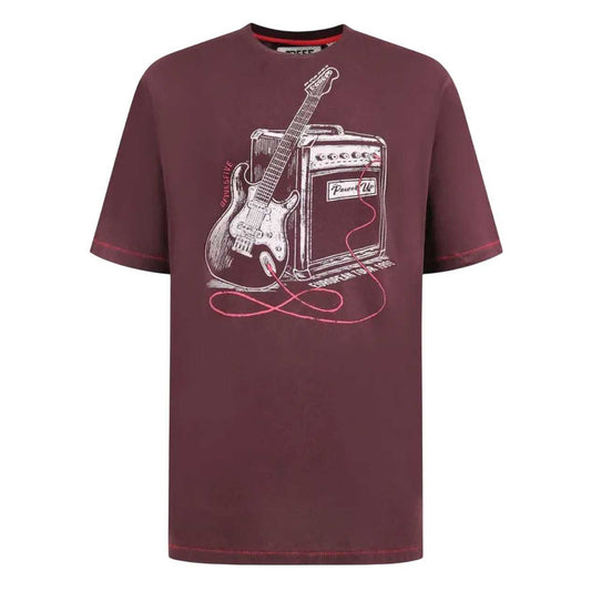 Burgundy Twist - Front - Duke Mens D555 Barnsley Guitar Kingsize T-Shirt