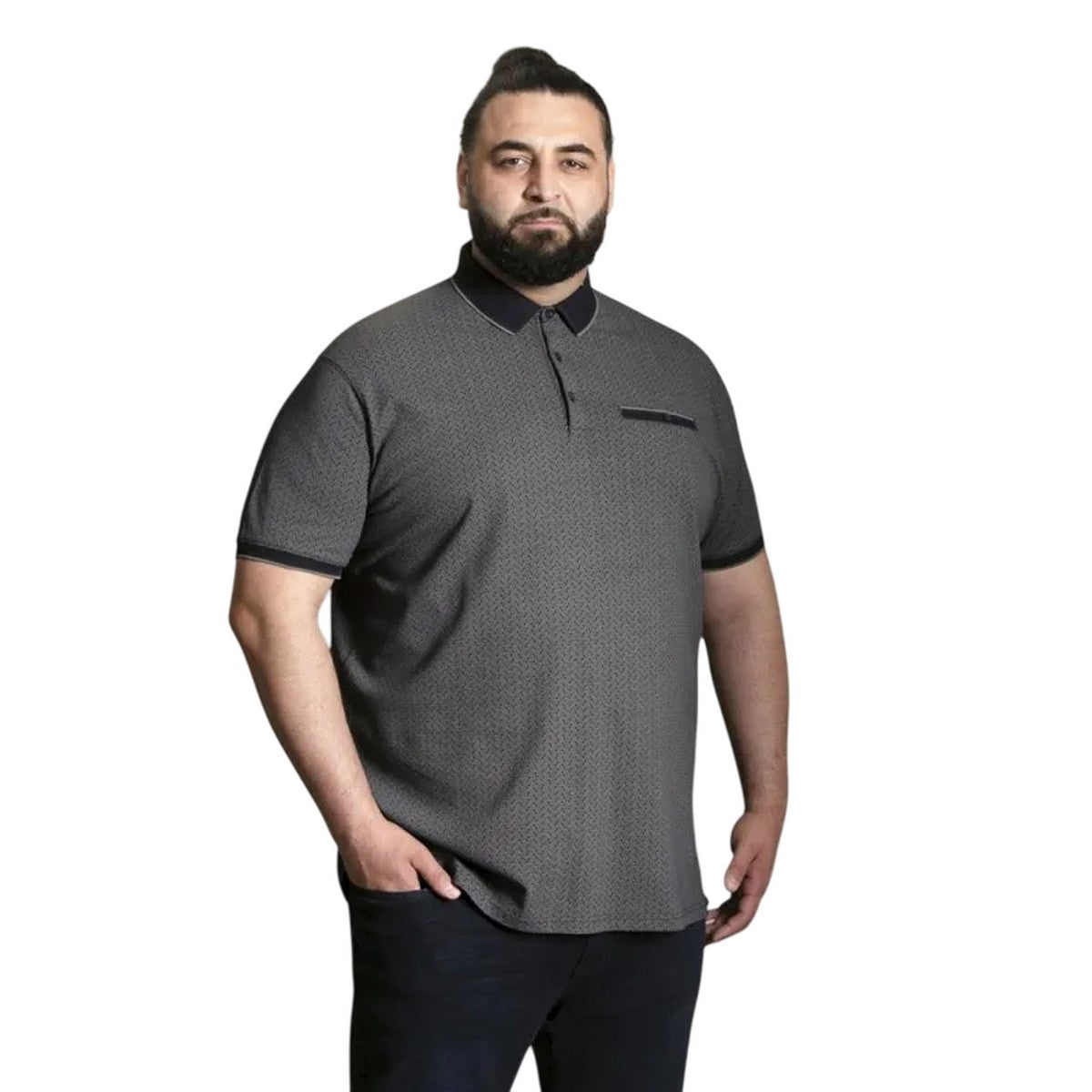 Navy - Lifestyle - Duke Mens D555 Scarborough All-Over Print Kingsize Polo Shirt