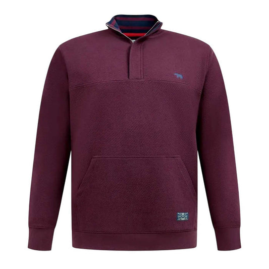 Burgundy - Front - Duke Mens D555 Lancaster Quilted Quarter Zip Kingsize Sweatshirt