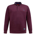 Burgundy - Front - Duke Mens D555 Lancaster Quilted Quarter Zip Kingsize Sweatshirt