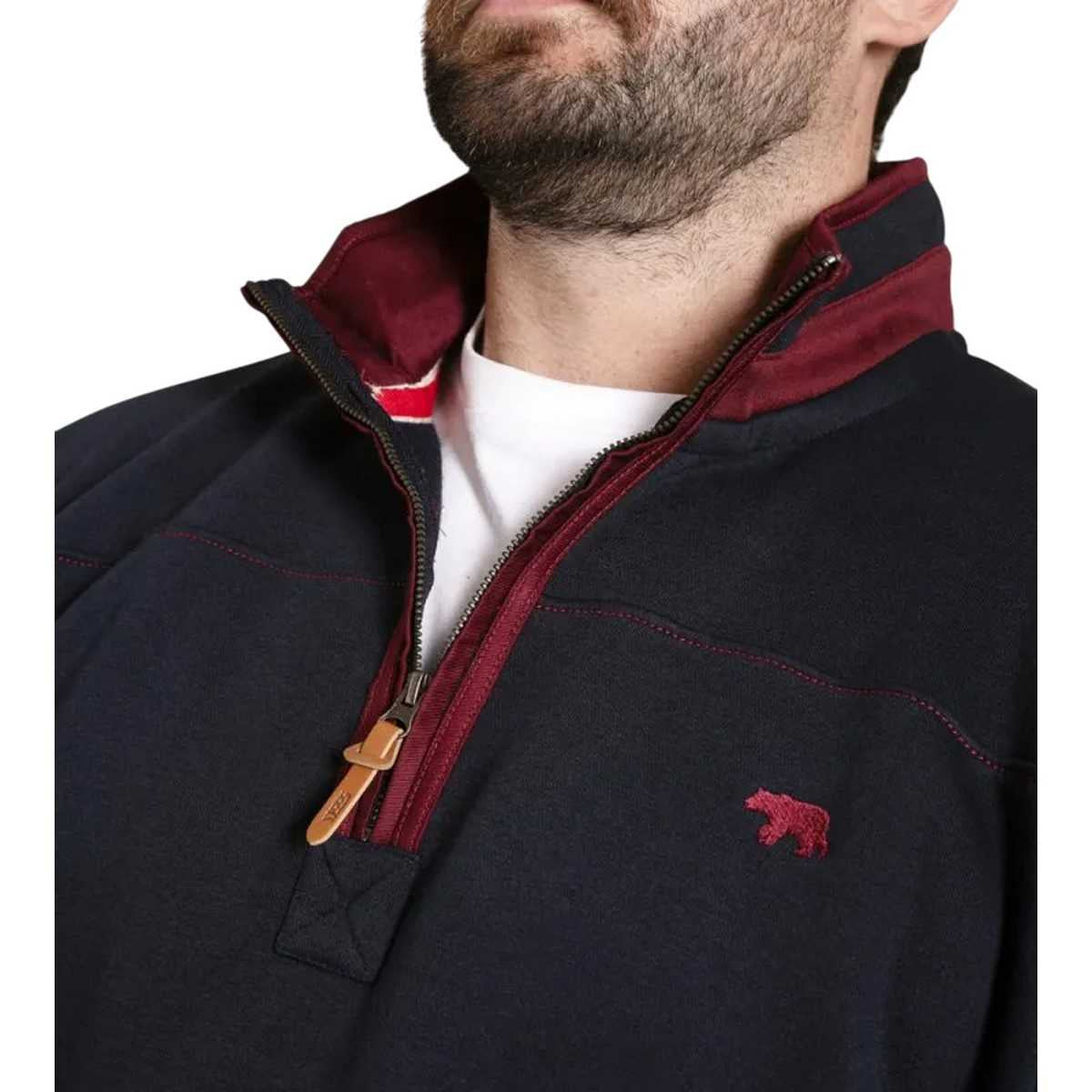 Navy - Side - Duke Mens D555 Leicester Quarter Zip Kingsize Fleece Top