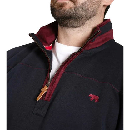 Navy - Side - Duke Mens D555 Leicester Quarter Zip Kingsize Fleece Top