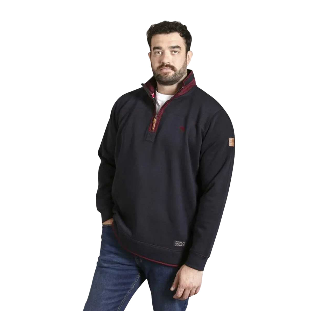 Navy - Lifestyle - Duke Mens D555 Leicester Quarter Zip Kingsize Fleece Top