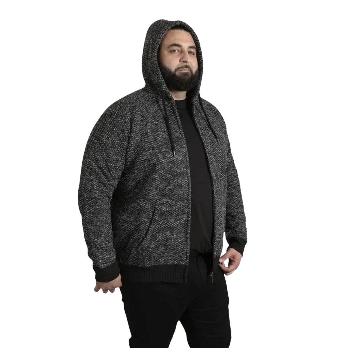 Black - Lifestyle - Duke Mens D555 Fareham Sherpa Lined Kingsize Full Zip Hoodie