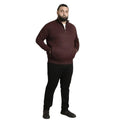 Burgundy Marl - Pack Shot - Duke Mens D555 Cramlington Knitted Kingsize Quarter Zip Jumper