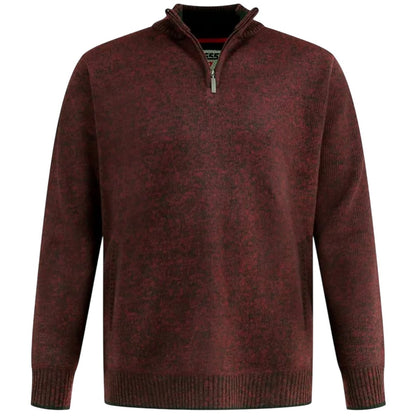 Burgundy Marl - Front - Duke Mens D555 Cramlington Knitted Quarter Zip Kingsize Sweatshirt