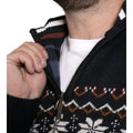 Navy Marl - Side - Duke Mens D555 Edinson Fairisle Kingsize Quiter Zip Jumper