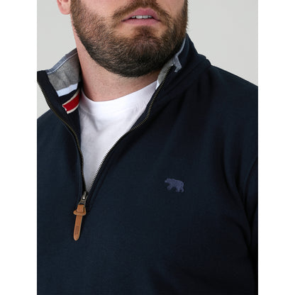 Navy - Pack Shot - Duke Mens D555 Russel Quarter Zip Kingsize Fleece Top