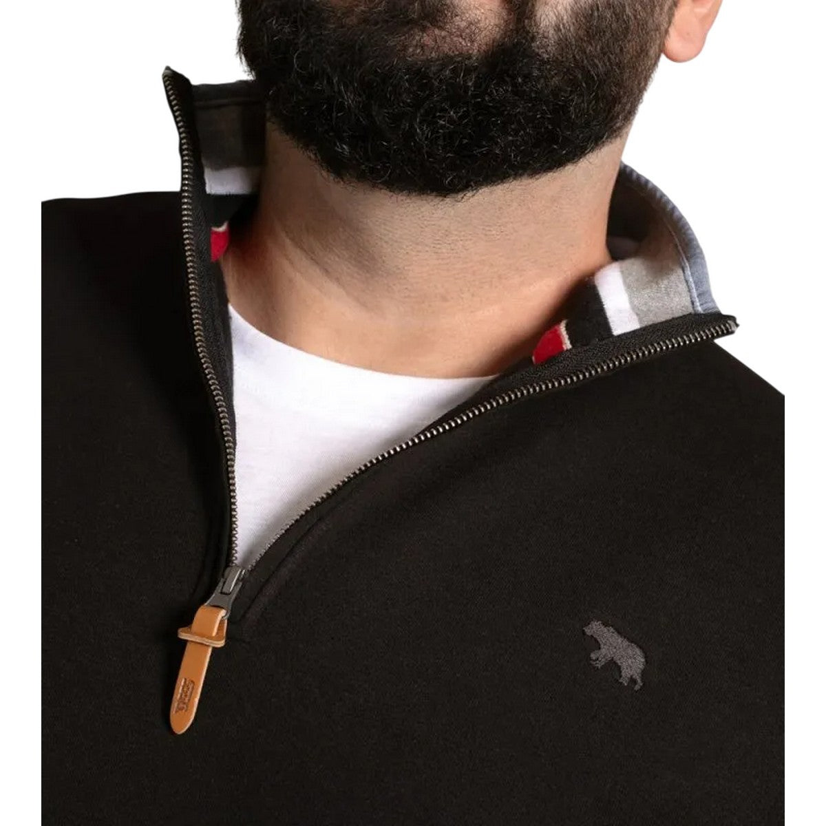 Black - Side - Duke Mens D555 Russel Quarter Zip Kingsize Fleece Top